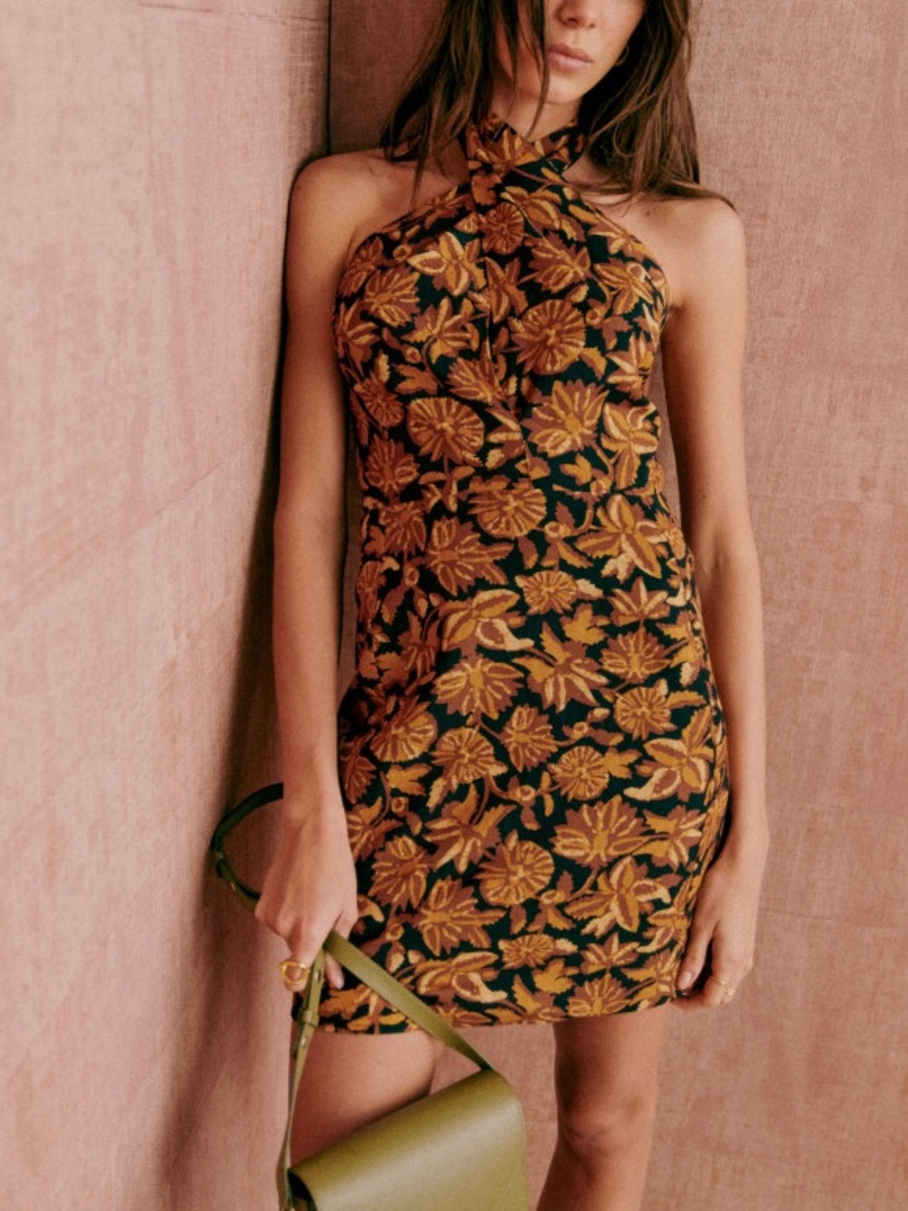 NWT Sézane Dorothy Halter Mini Dress in Dela Floral Print size US10